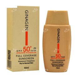 ژیناژن-کرم ضد افتاب spf50 پوست خشک و نرمال ژیناژن  رنگ روشن 01