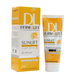 درمالیفت-کرم ضد افتاب SPF50 کرم پودری پوست معمولی و خشک درمالیفت 40 میلی لیتر بژ روشن