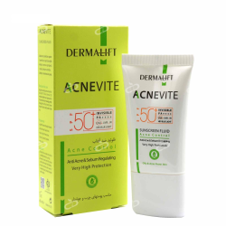 درمالیفت-فلوئید ضدافتاب spf50 اکنویت مناسب پوست چرب و جوش دار درمالیفت 40 میلی لیتر بی رنگ