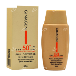 ژیناژن-کرم ضد افتاب spf50 پوست خشک و نرمال رنگی